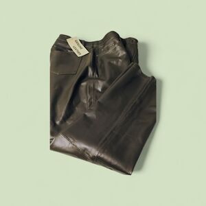 Genuine Leather Pants in Dark Brown